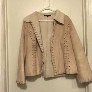 Taupe coat with hook closures